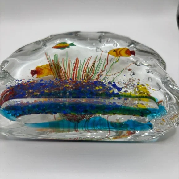 Murano Glass Multi Color Paperweight Fish Aquarium - Picture 4 of 12